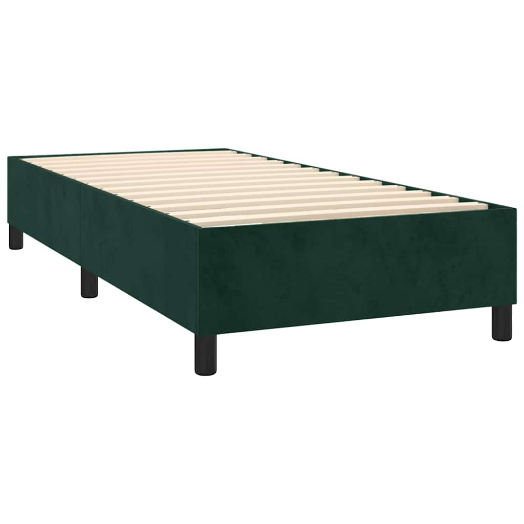Krevet box spring s madracem LED tamnozeleni 100x200 cm baršun