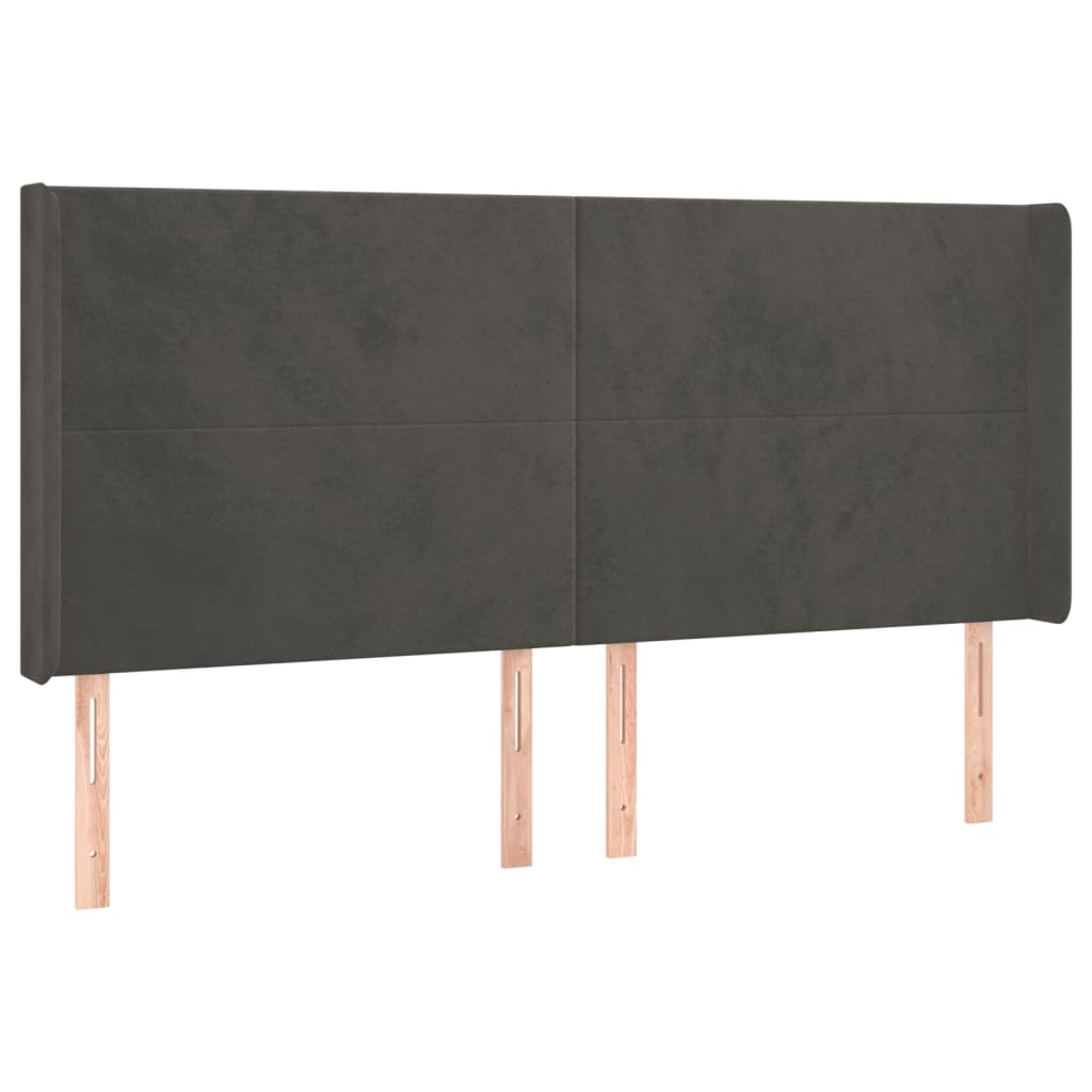 Krevet box spring s madracem LED tamnosivi 160x200 cm baršun