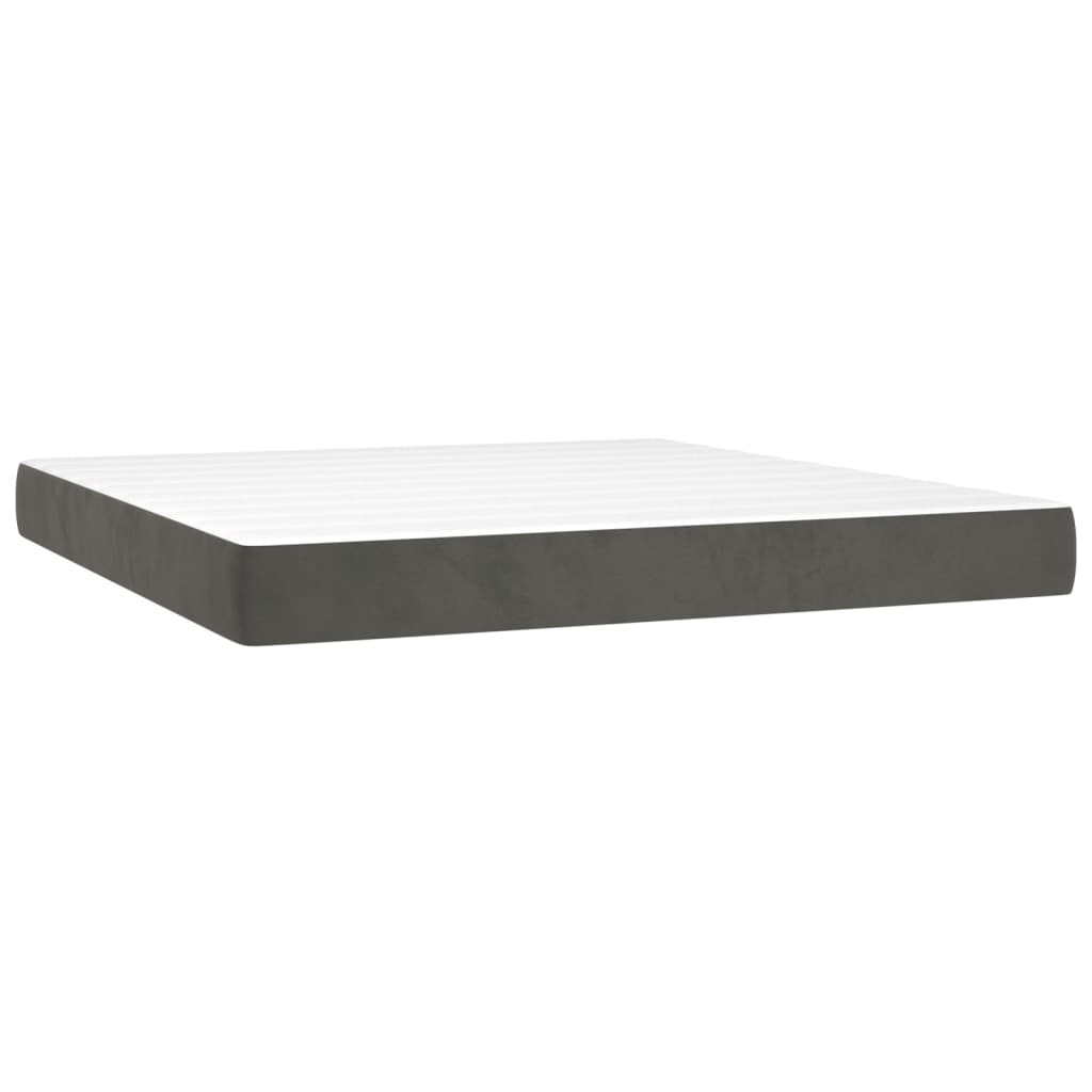 Krevet box spring s madracem LED tamnosivi 180x200 cm baršun