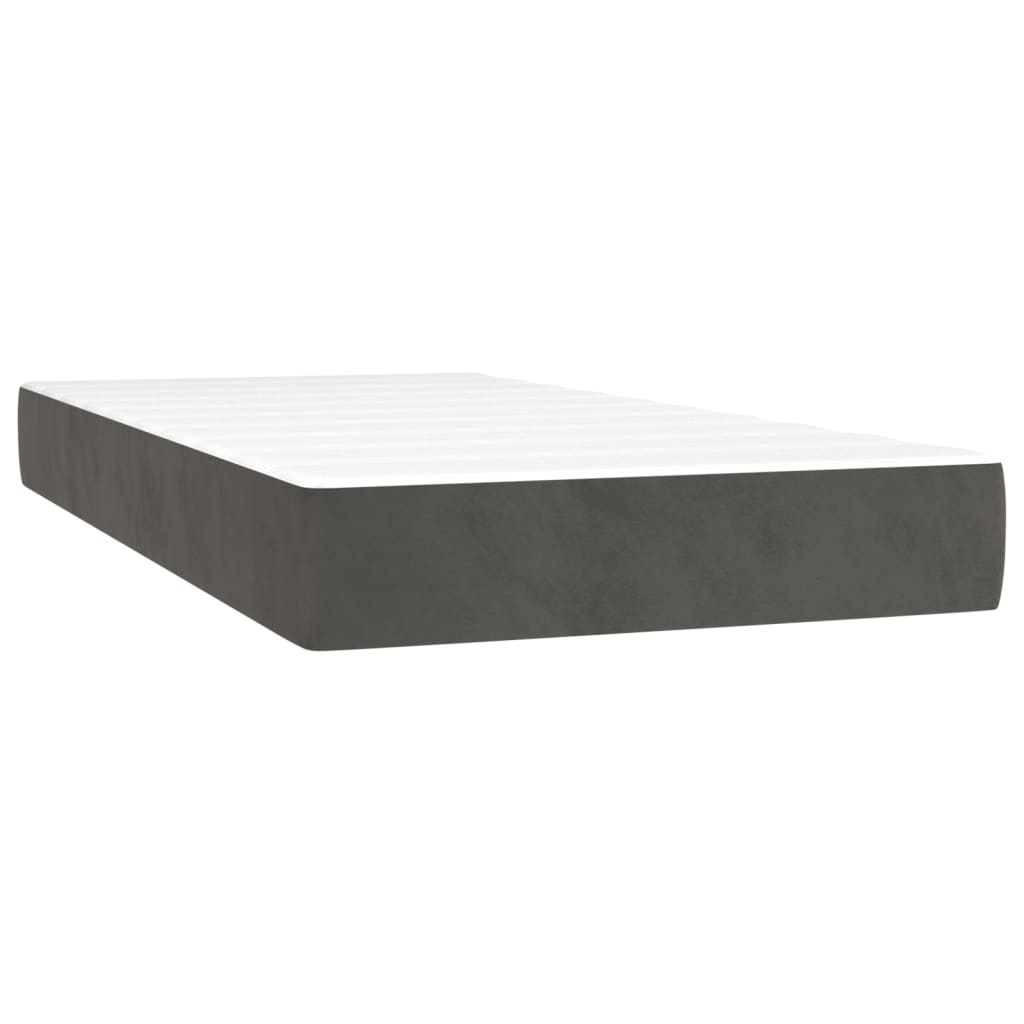 Krevet box spring s madracem LED tamnosivi 200x200 cm baršun