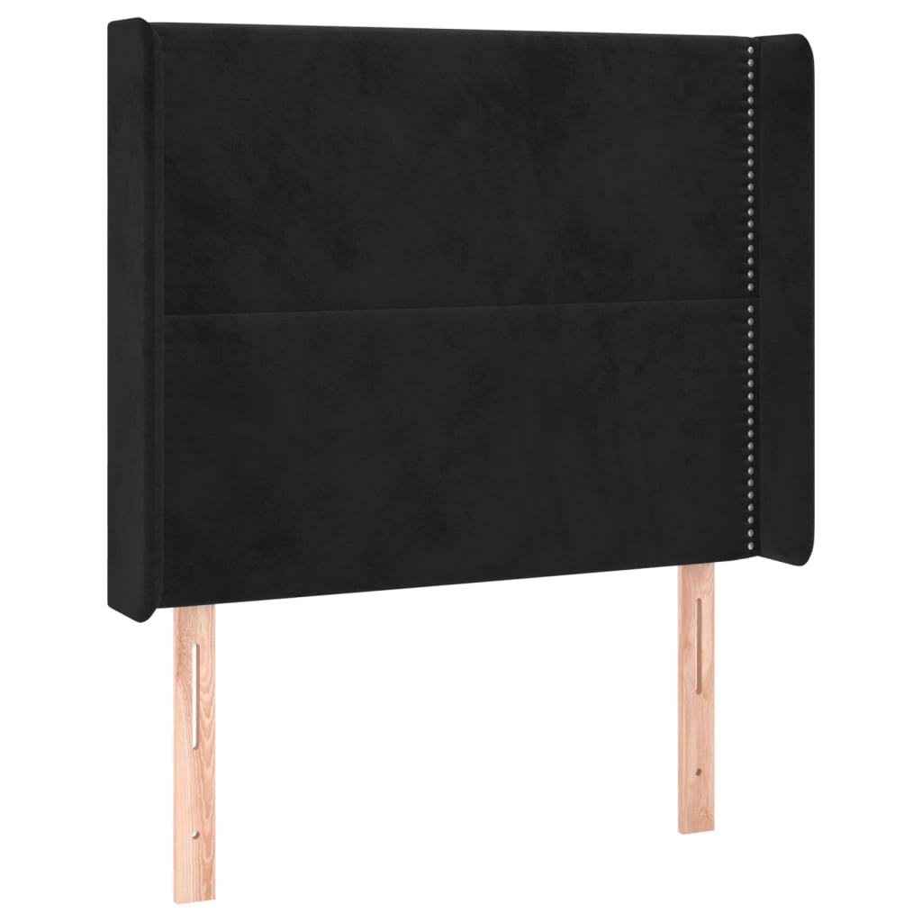 Krevet box spring s madracem LED crni 90x190 cm baršun