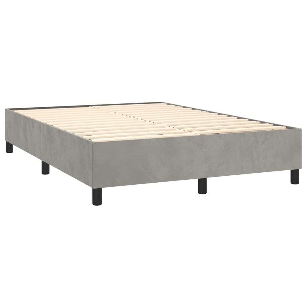 Krevet box spring s madracem LED svjetlosivi 140x190 cm baršun