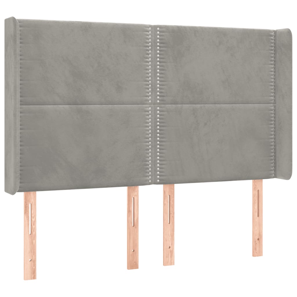Krevet box spring s madracem LED svjetlosivi 140x190 cm baršun