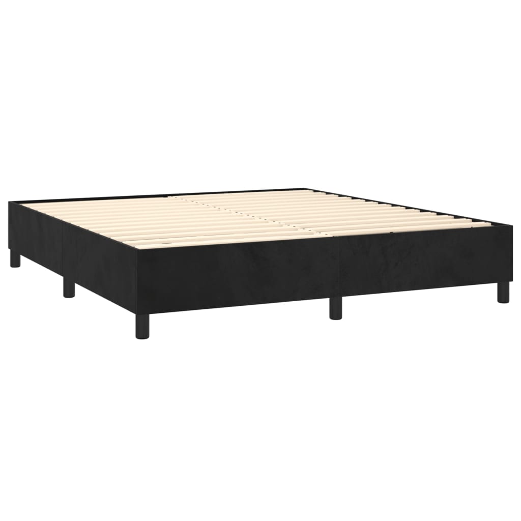 Krevet box spring s madracem LED crni 160x200 cm baršun
