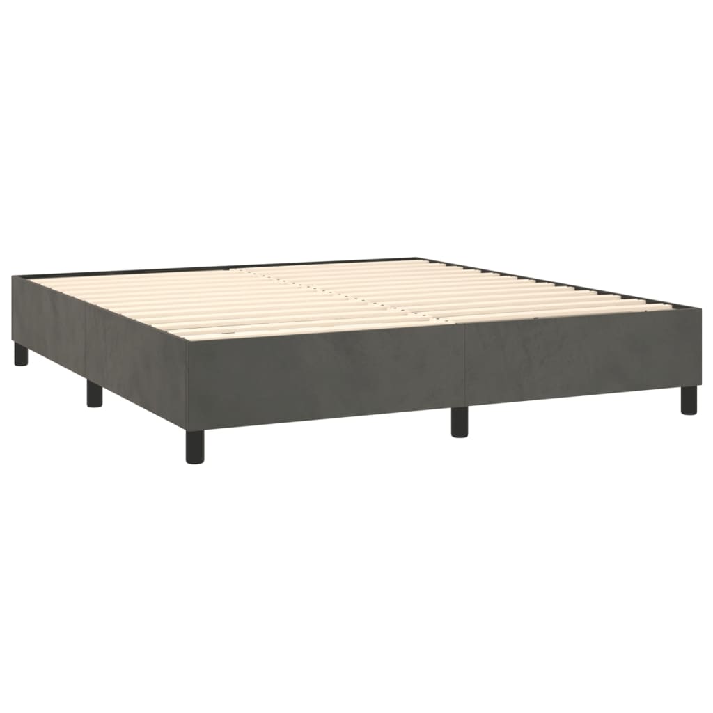 Krevet box spring s madracem LED tamnosivi 180x200 cm baršun
