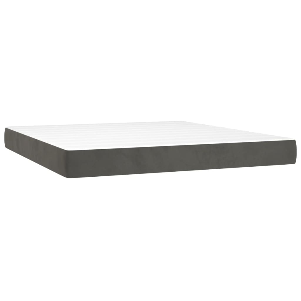 Krevet box spring s madracem LED tamnosivi 180x200 cm baršun