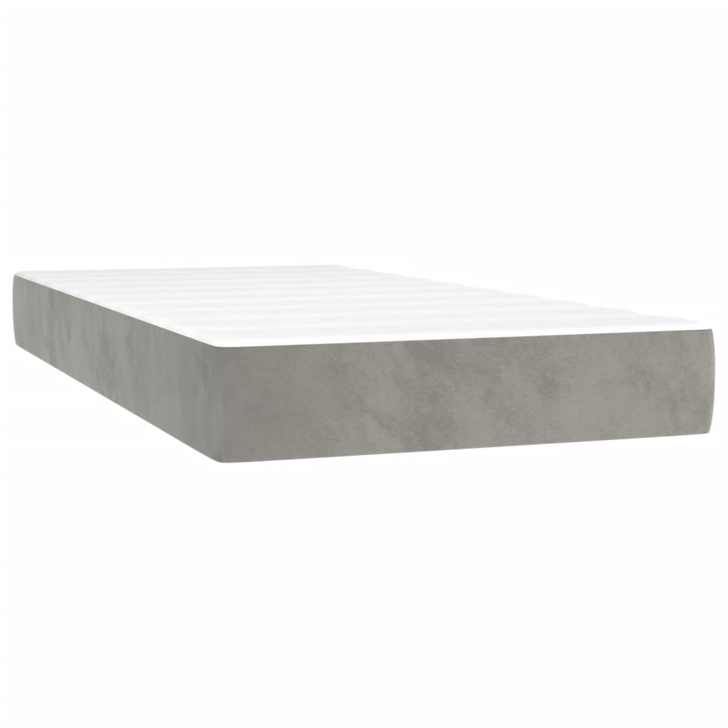 Krevet box spring s madracem LED svjetlosivi 80x200 cm baršun