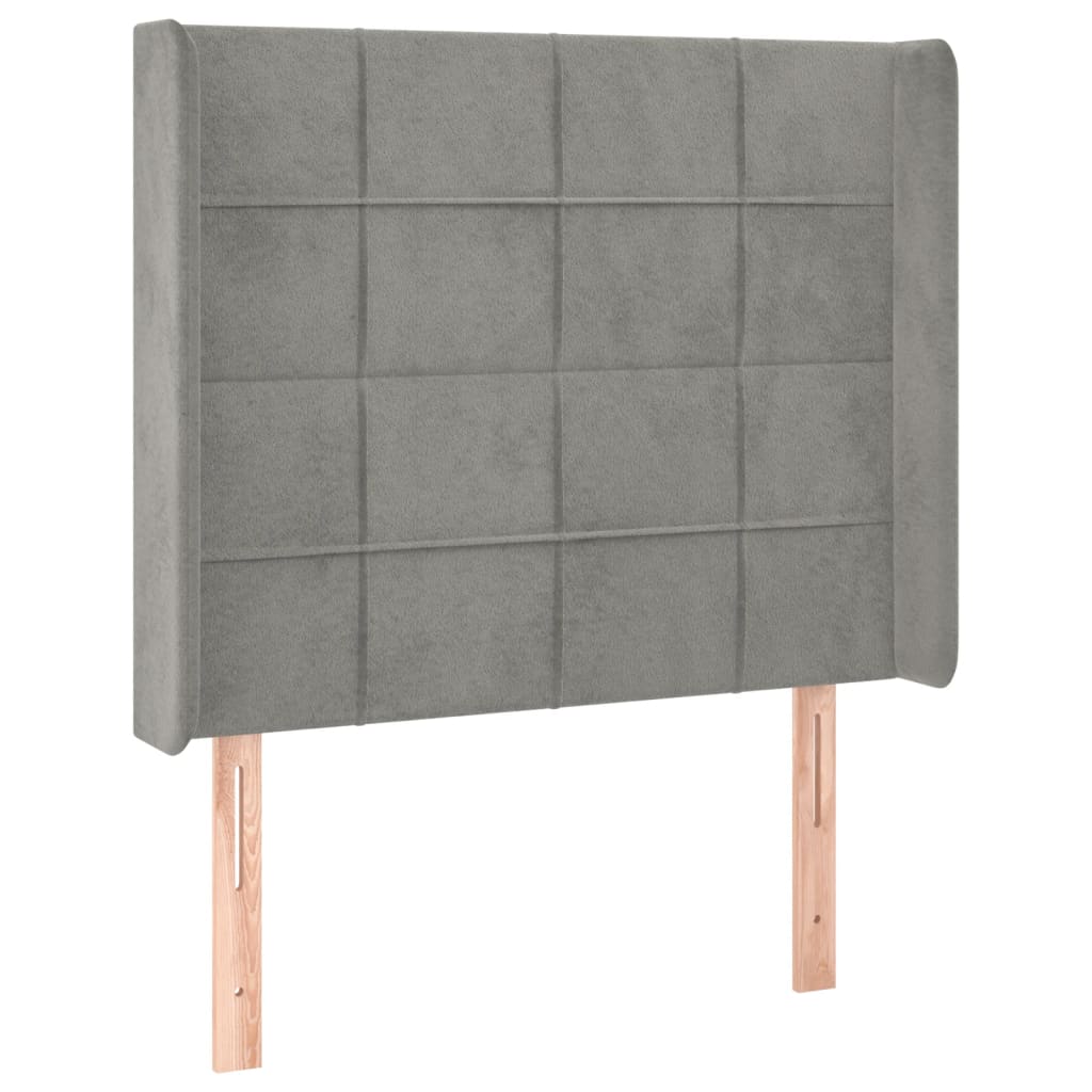 Krevet box spring s madracem LED svjetlosivi 90x200 cm baršun