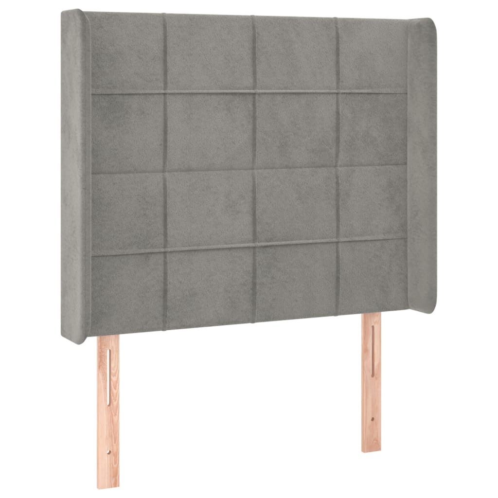 Krevet box spring s madracem LED svjetlosivi 100x200 cm baršun
