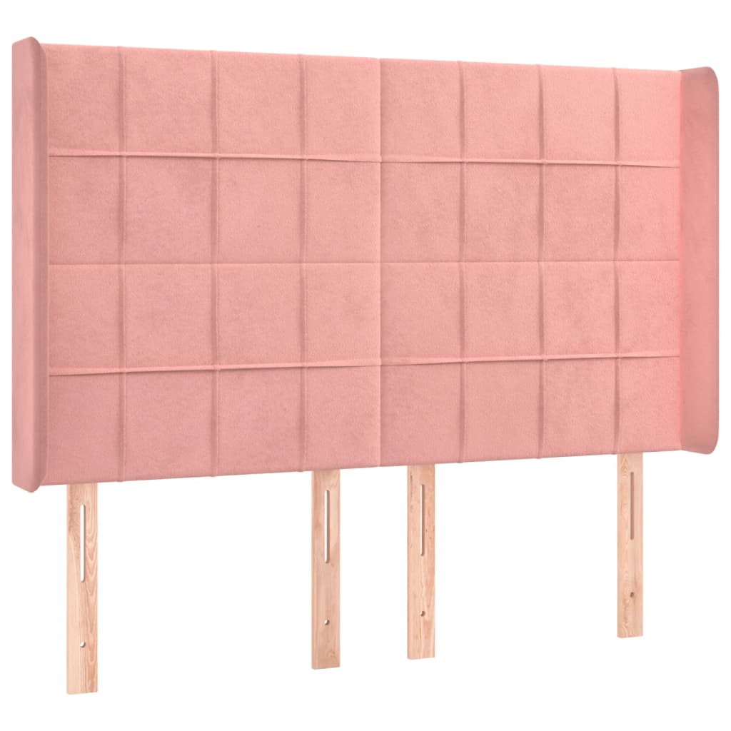 Krevet box spring s madracem LED ružičasti 140x190cm baršunasti