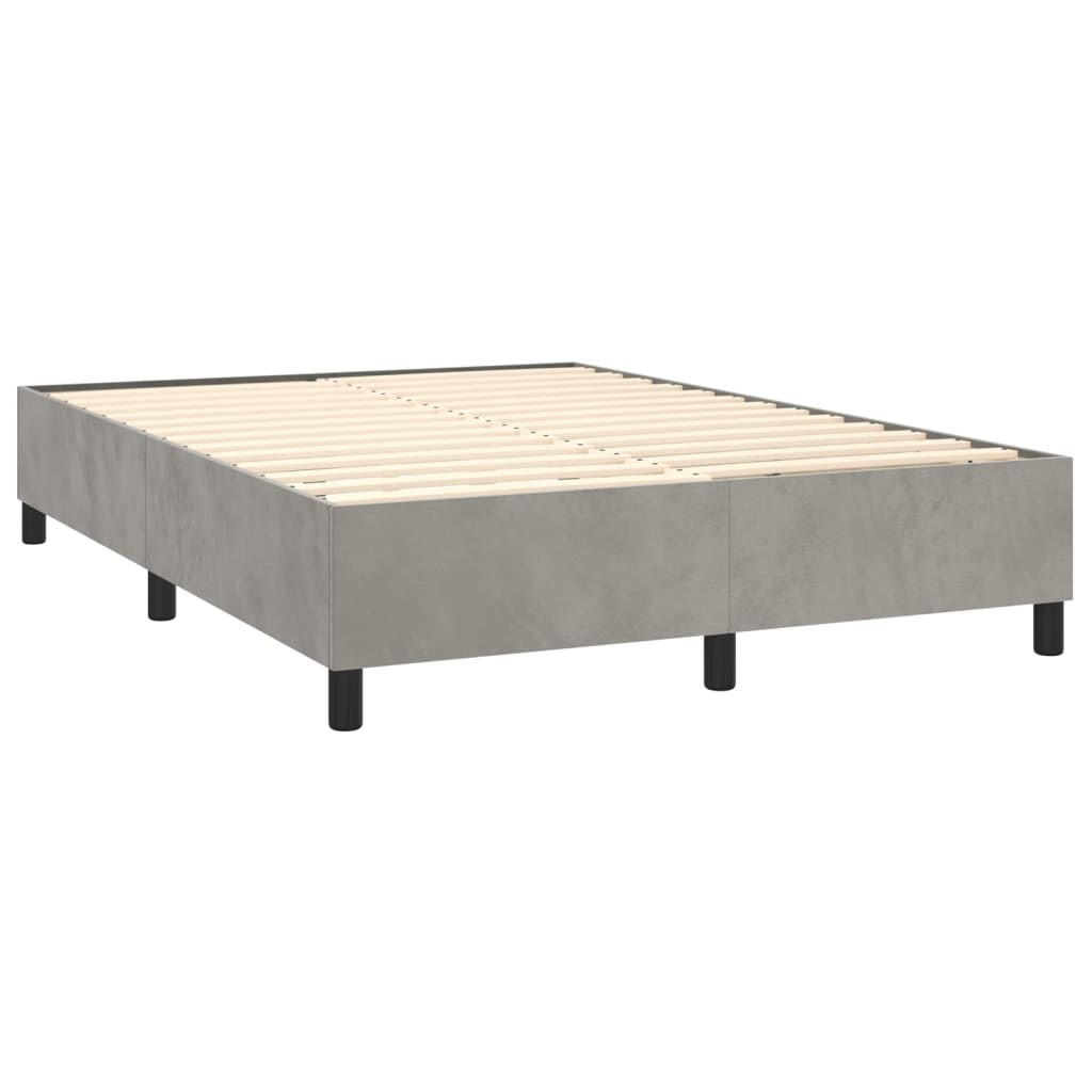 Krevet box spring s madracem LED svjetlosivi 140x200 cm baršun