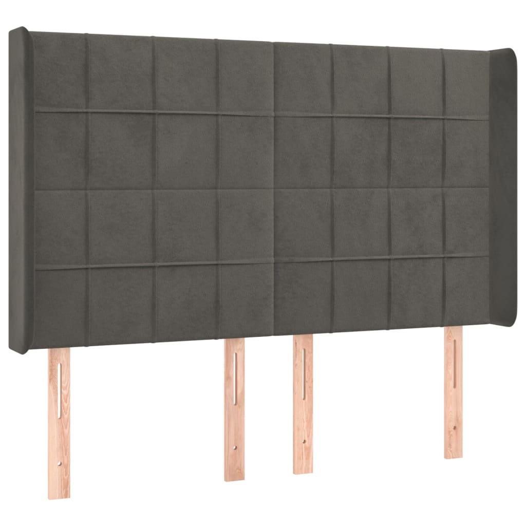 Krevet box spring s madracem LED tamnosivi 140x200 cm baršun