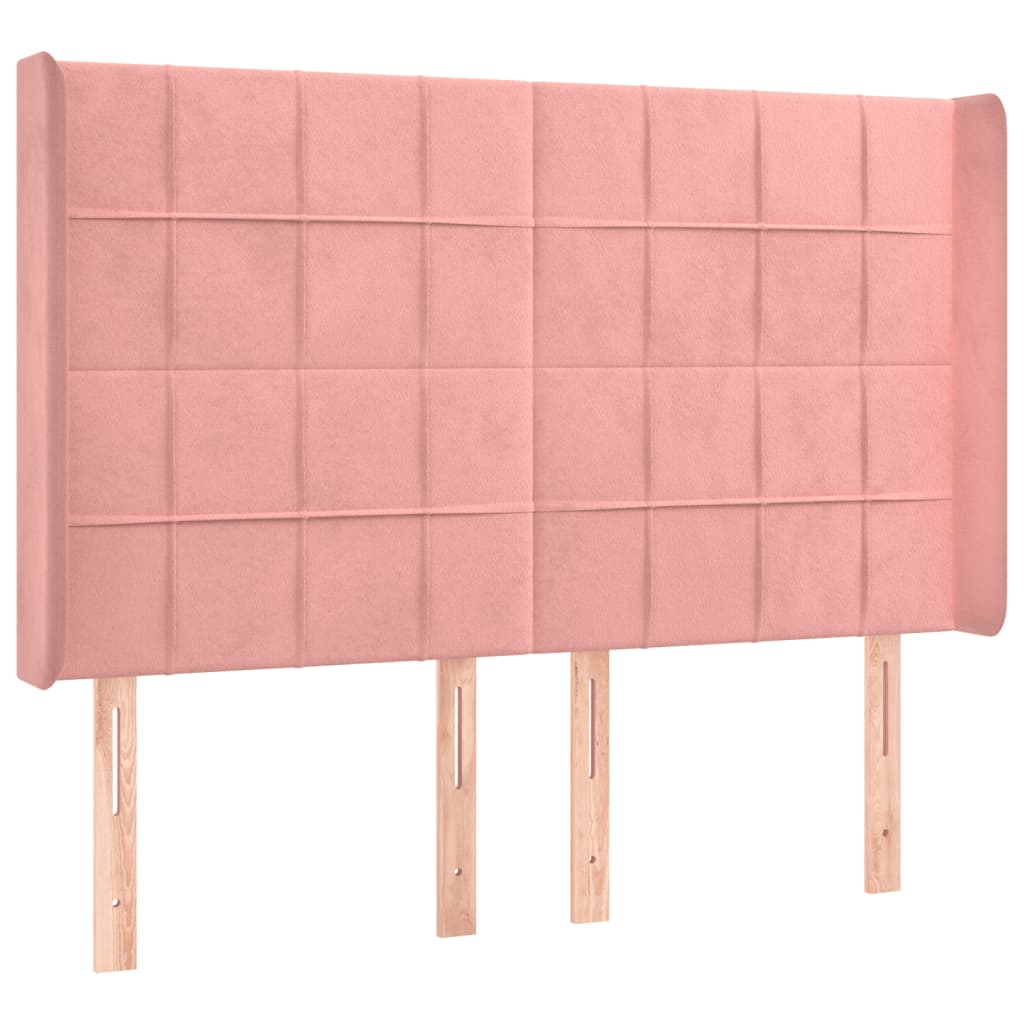 Krevet box spring s madracem LED ružičasti 140x200cm baršunasti