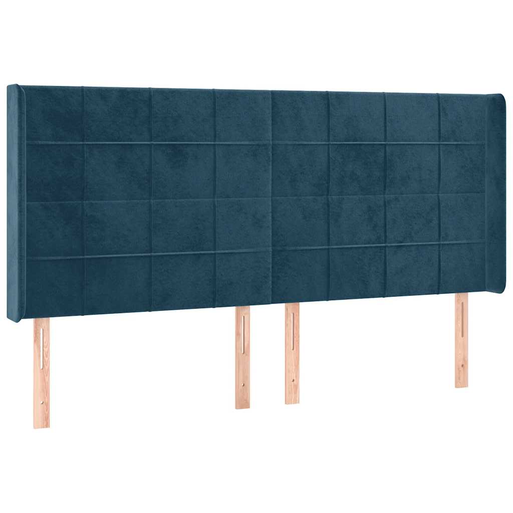 Krevet box spring s madracem LED tamnoplavi 160x200 cm baršun