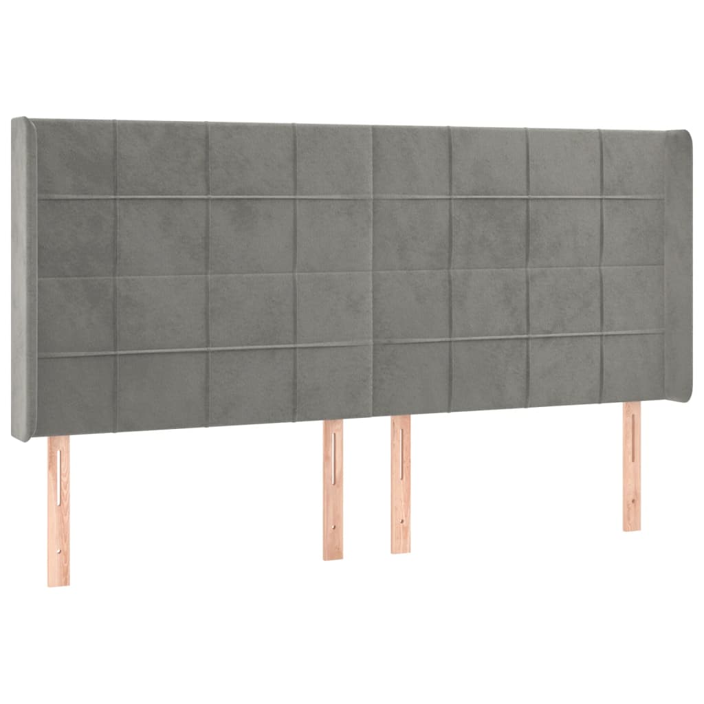 Krevet box spring s madracem LED svjetlosivi 200x200 cm baršun