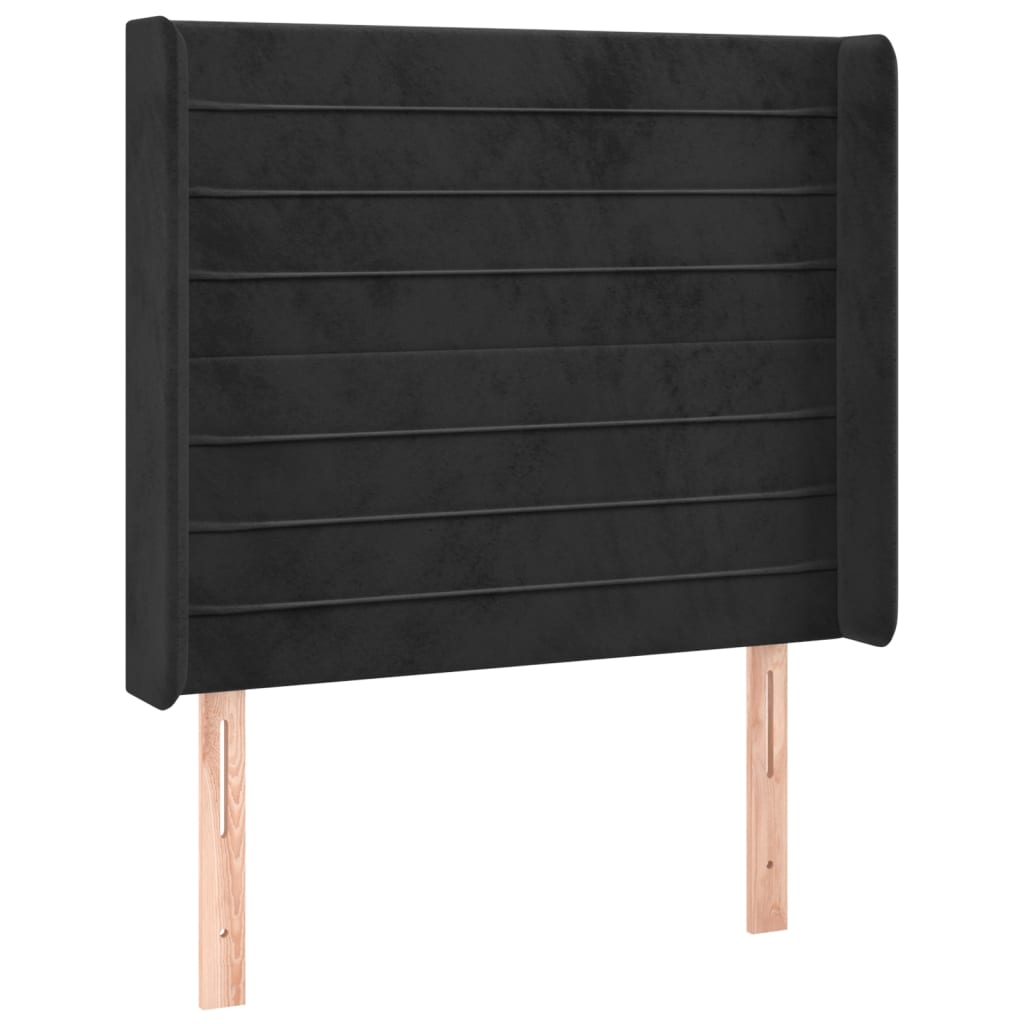 Krevet box spring s madracem LED crni 90x190 cm baršun