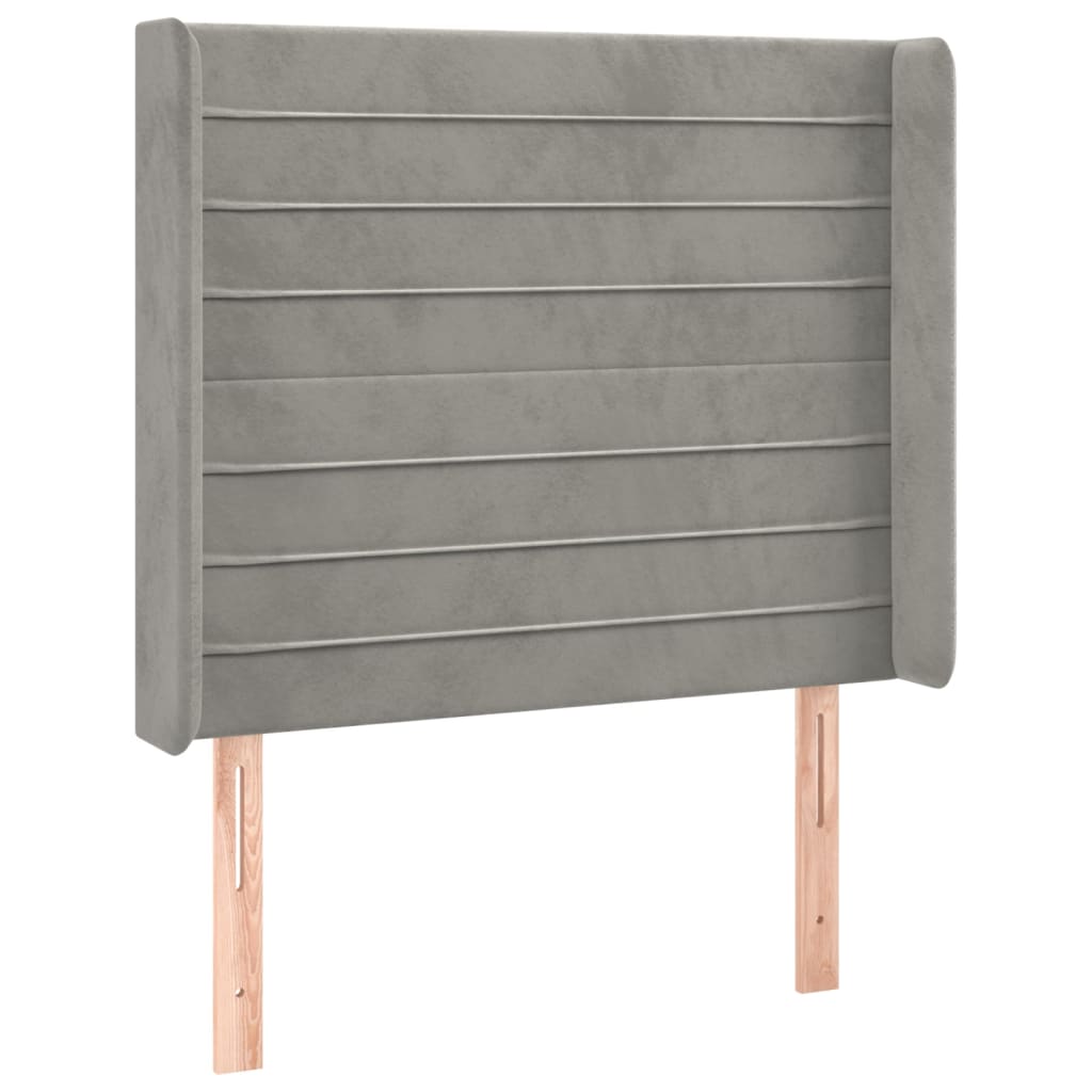 Krevet box spring s madracem LED svjetlosivi 90x200 cm baršun
