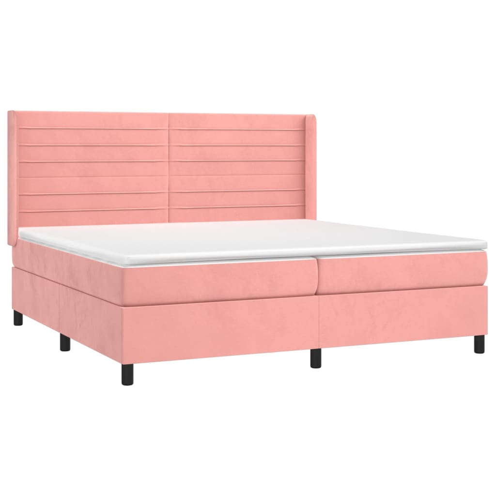 Krevet box spring s madracem LED ružičasti 200x200cm baršunasti