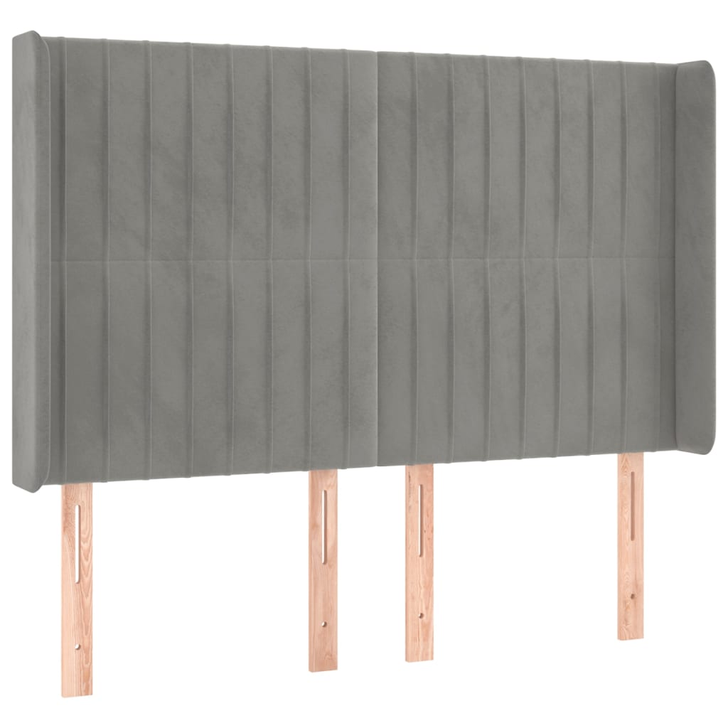 Krevet box spring s madracem LED svjetlosivi 140x190 cm baršun