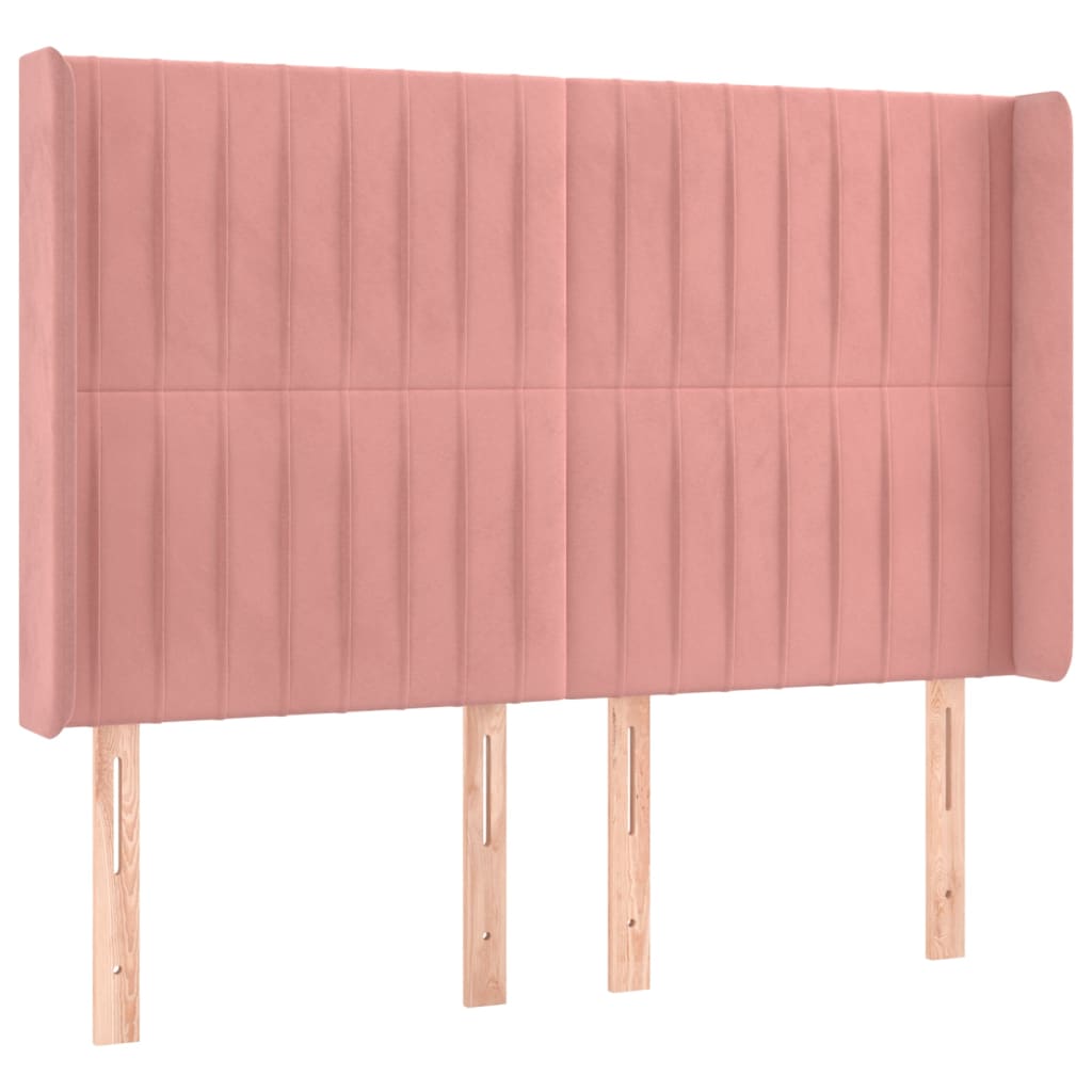 Krevet box spring s madracem LED ružičasti 140x190cm baršunasti