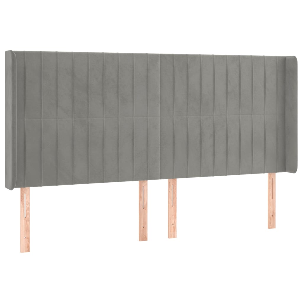 Krevet box spring s madracem LED svjetlosivi 160x200 cm baršun
