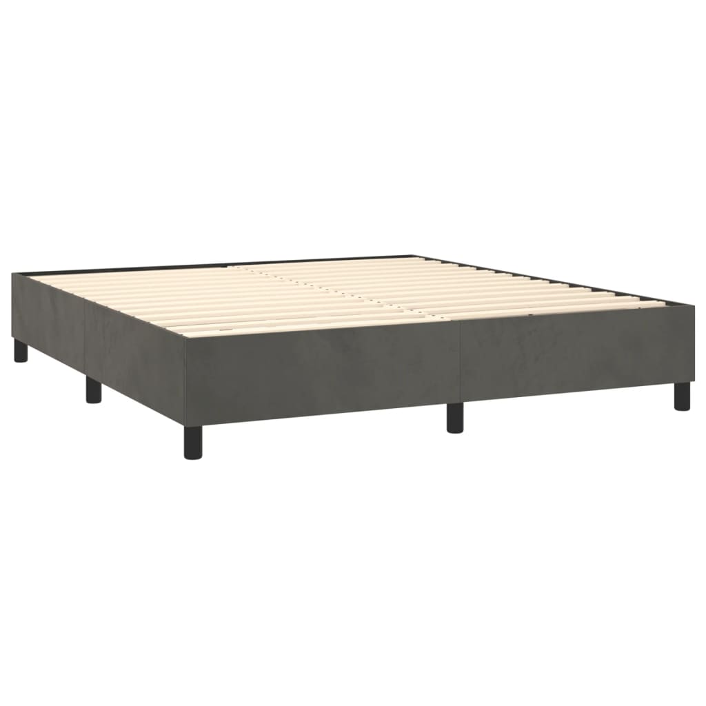 Krevet box spring s madracem LED tamnosivi 160x200 cm baršun