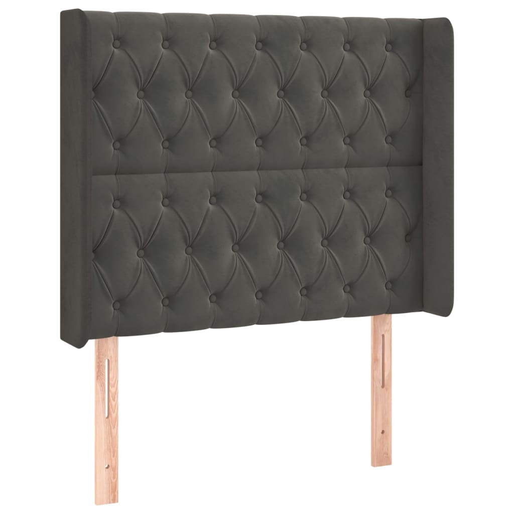 Krevet box spring s madracem LED tamnosivi 90x190 cm baršun