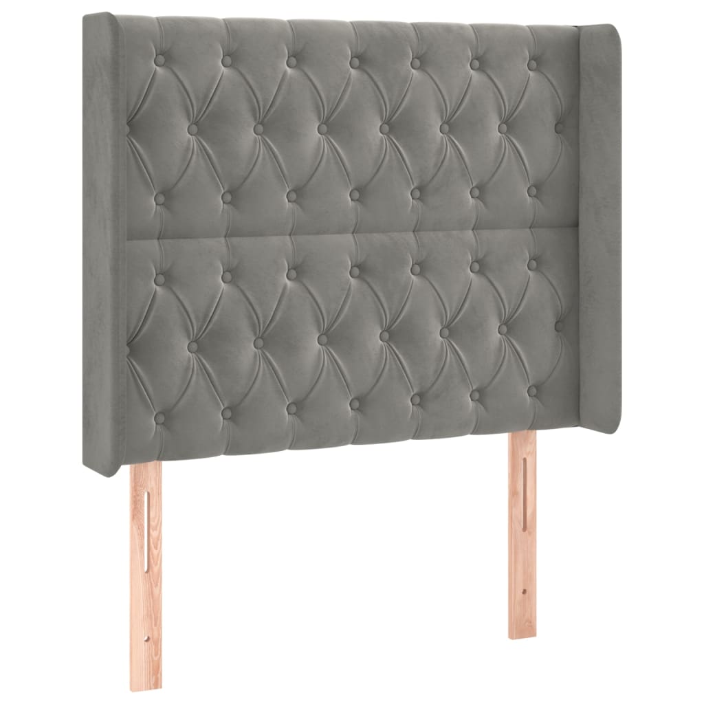 Krevet box spring s madracem LED svjetlosivi 100x200 cm baršun