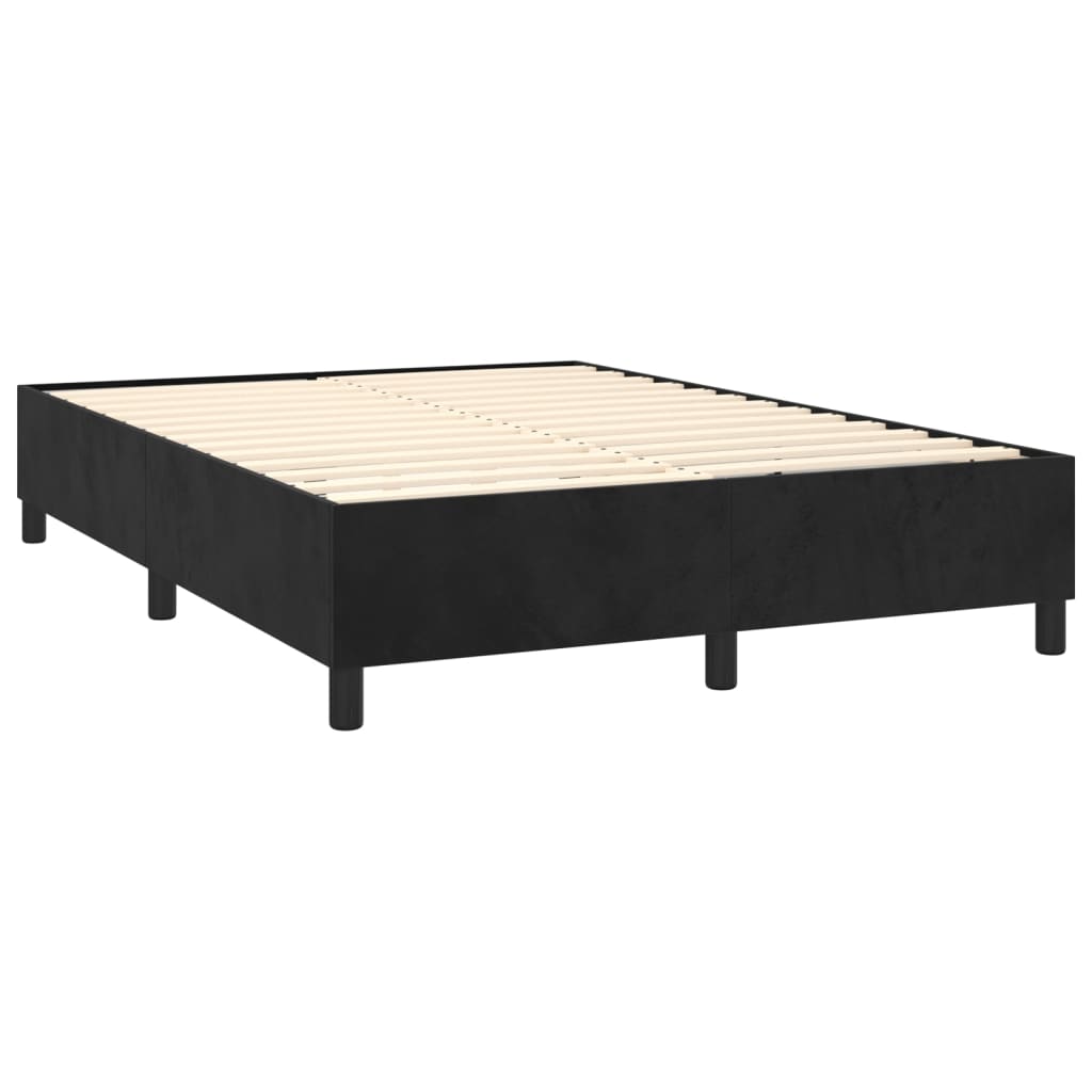 Krevet box spring s madracem LED crni 140x190 cm baršun