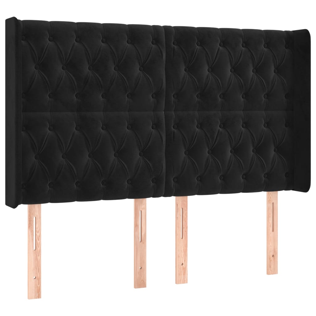 Krevet box spring s madracem LED crni 140x190 cm baršun