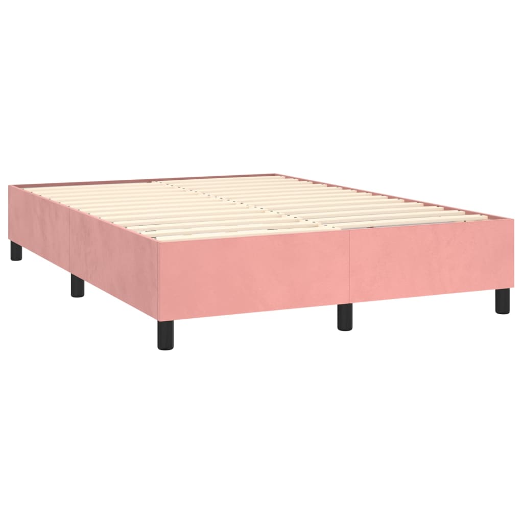 Krevet box spring s madracem LED ružičasti 140x190cm baršunasti