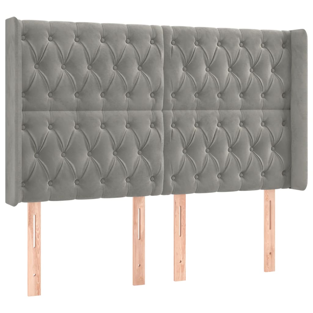 Krevet box spring s madracem LED svjetlosivi 160x200 cm baršun