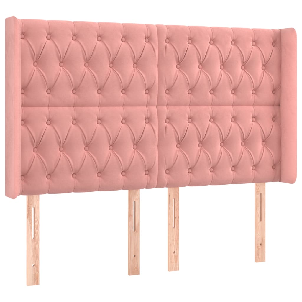 Krevet box spring s madracem LED ružičasti 160x200cm baršunasti