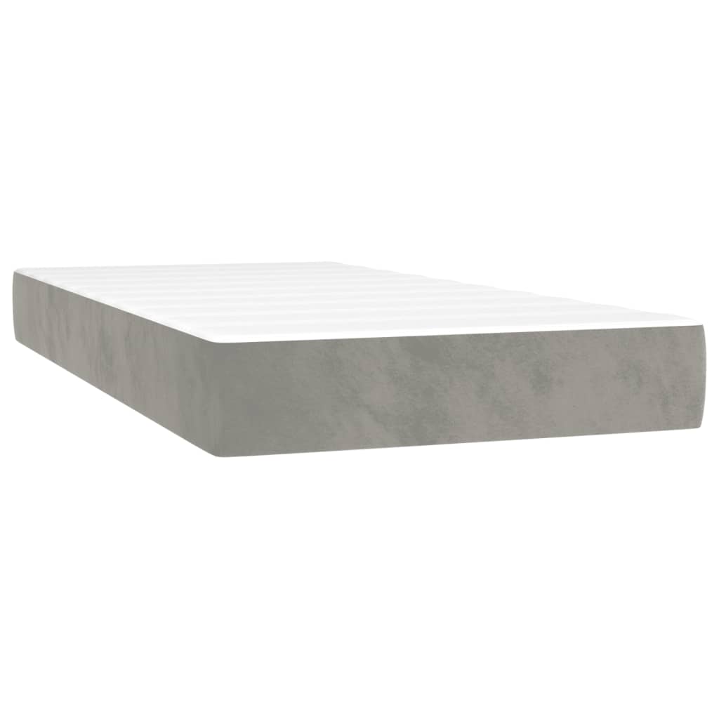 Krevet box spring s madracem LED svjetlosivi 80x200 cm baršun