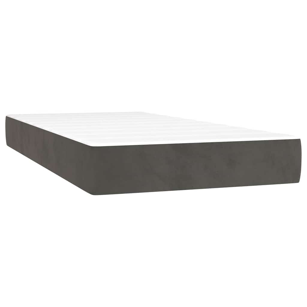 Krevet box spring s madracem LED tamnosivi 80 x 200 cm baršun