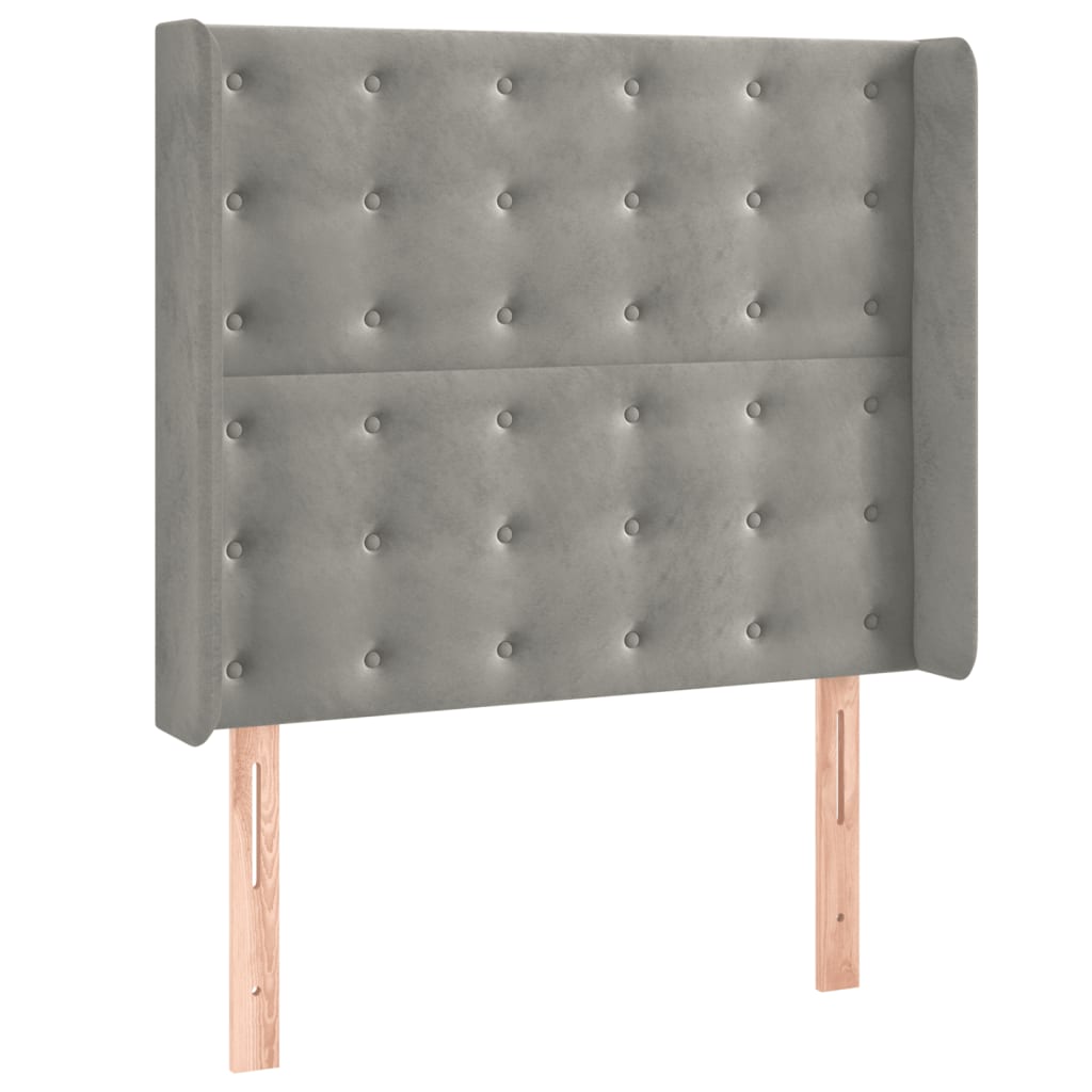 Krevet box spring s madracem LED svjetlosivi 90x200 cm baršun