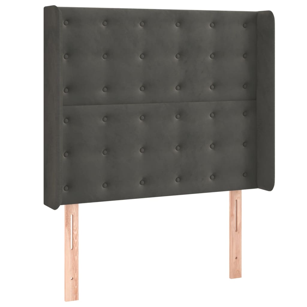 Krevet box spring s madracem LED tamnosivi 90x200 cm baršun