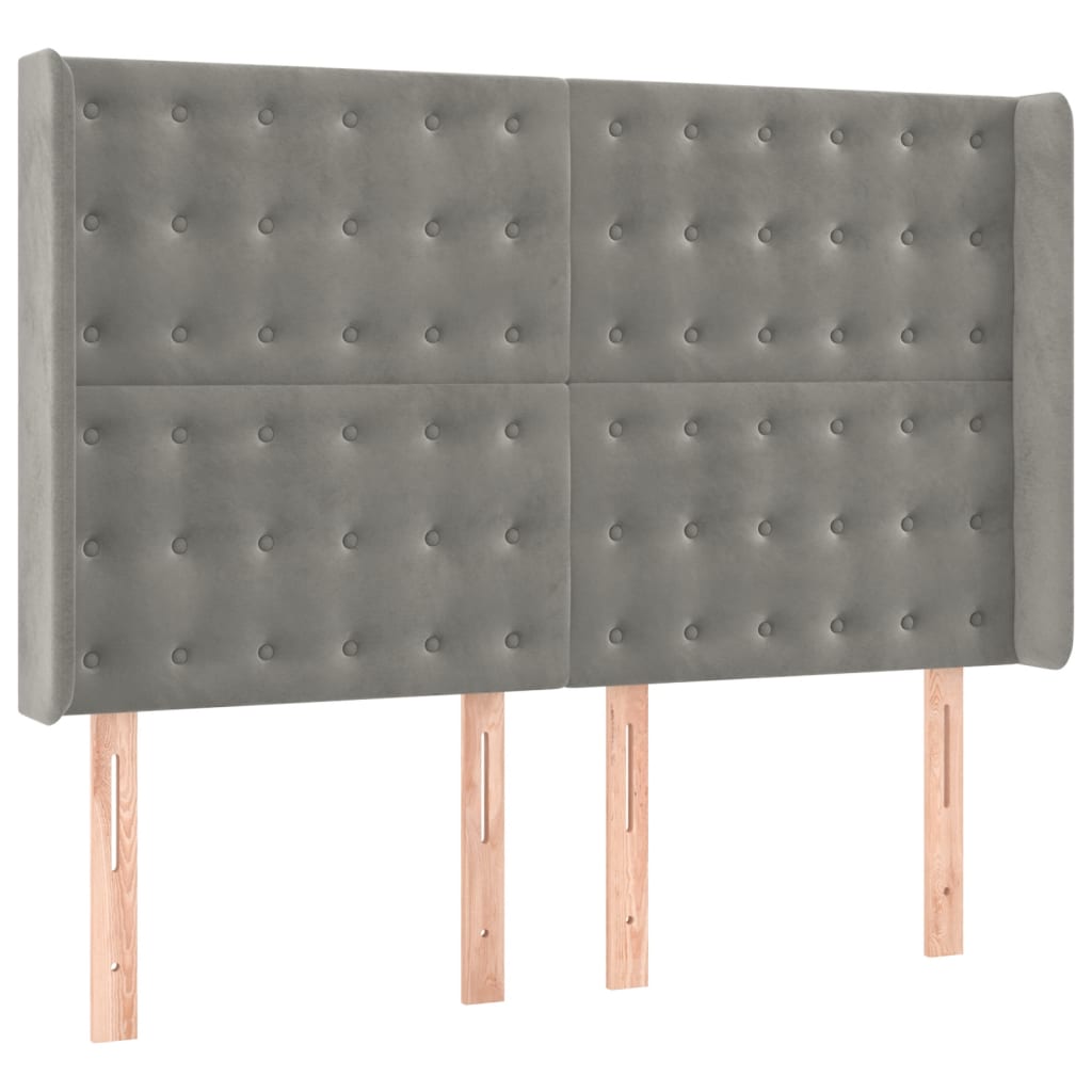 Krevet box spring s madracem LED svjetlosivi 140x190 cm baršun