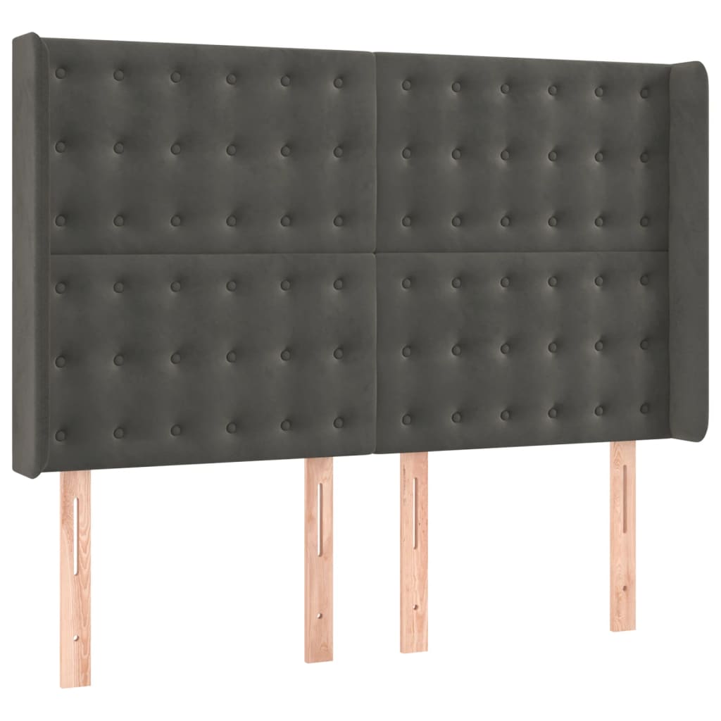 Krevet box spring s madracem LED tamnosivi 140x200 cm baršun