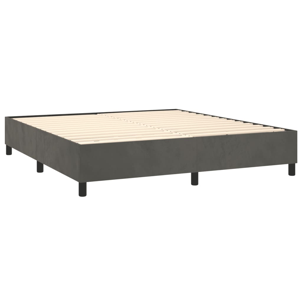 Krevet box spring s madracem LED tamnosivi 160x200 cm baršun