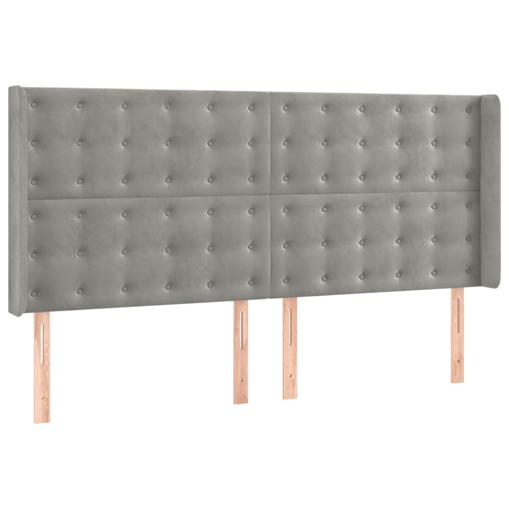 Krevet box spring s madracem LED svjetlosivi 180x200 cm baršun