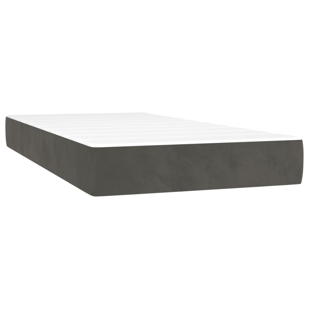 Krevet box spring s madracem LED tamnosivi 200x200 cm baršun