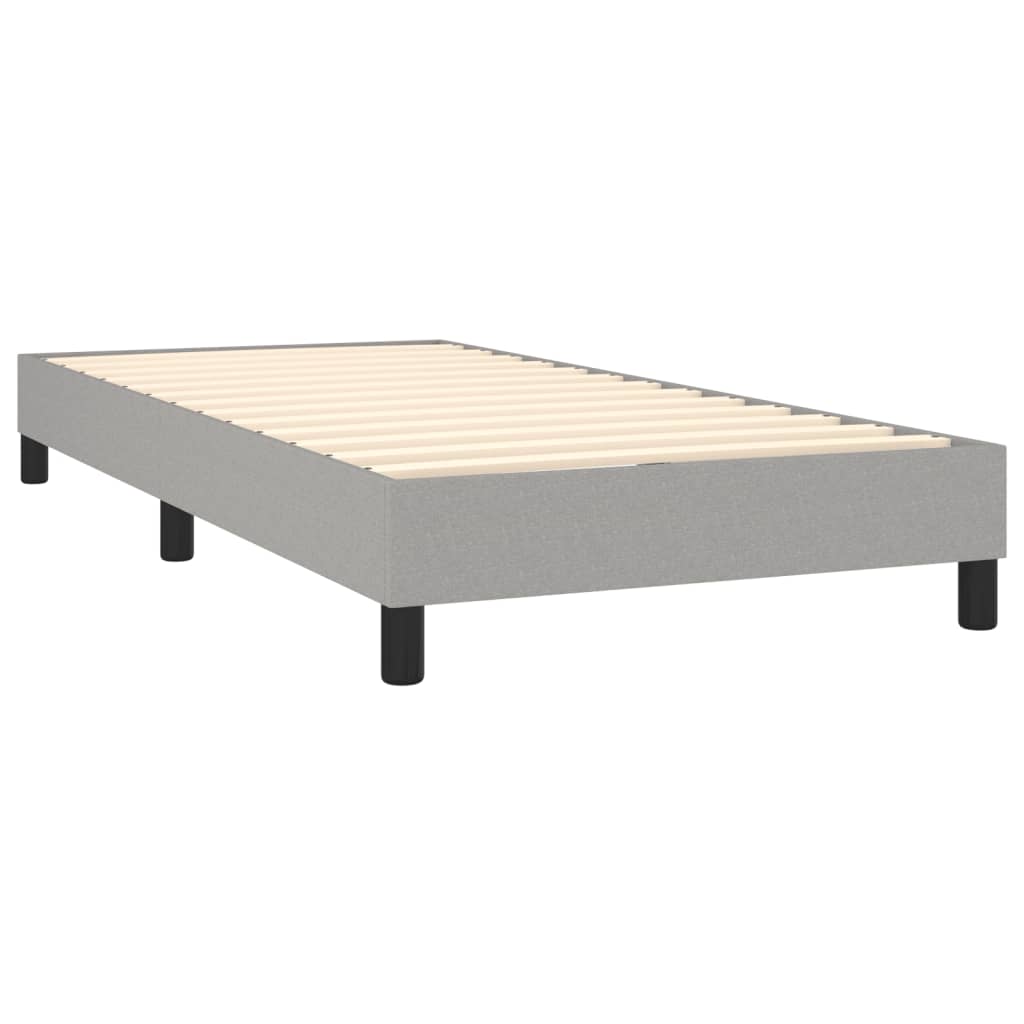 Krevet box spring s madracem LED svjetlosivi 90x200 cm tkanina