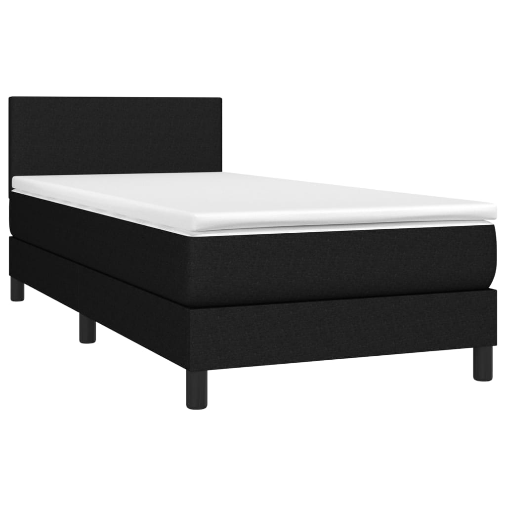 Krevet box spring s madracem LED crni 90x200 cm od tkanine