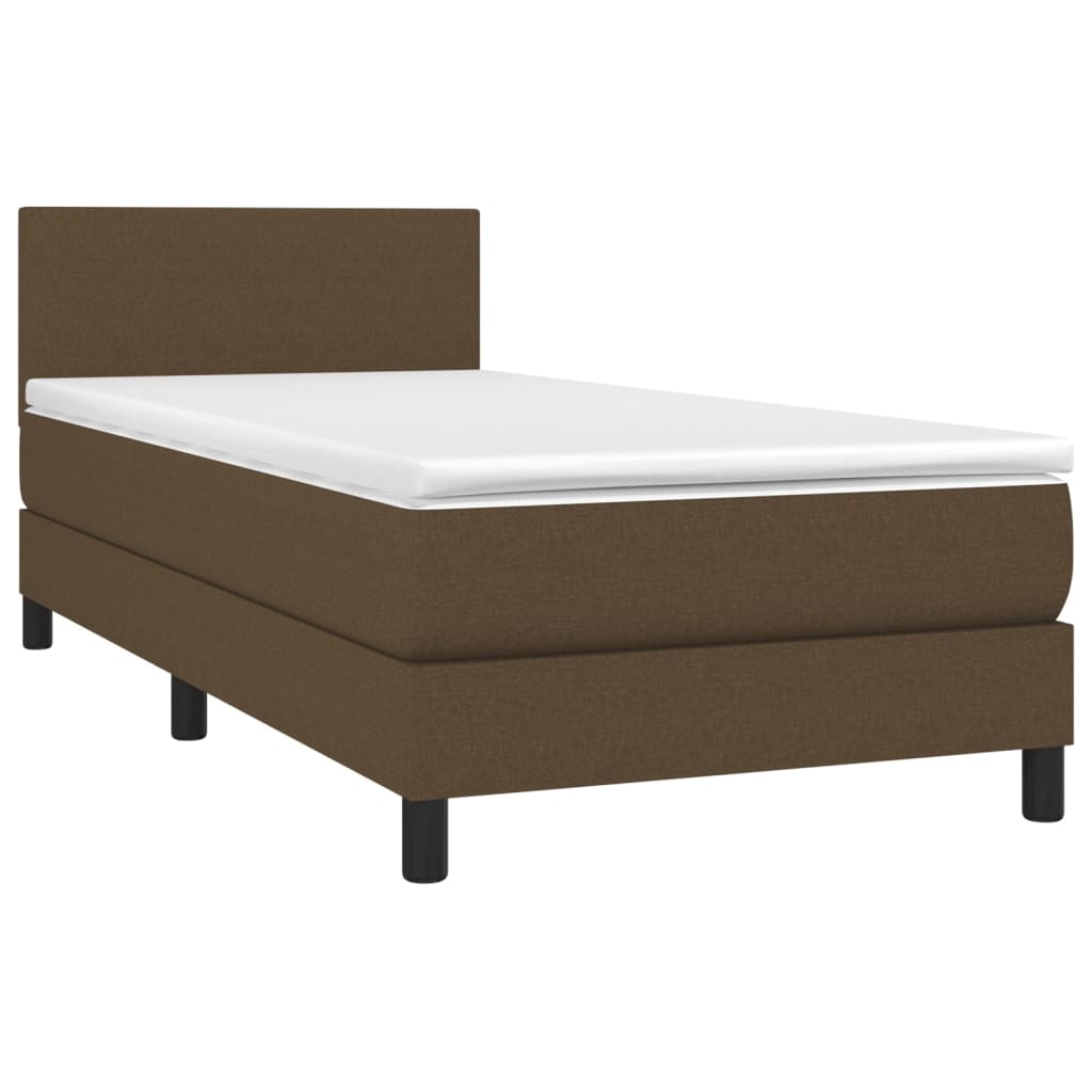 Krevet box spring s madracem LED tamnosmeđi 90x200 cm tkanina