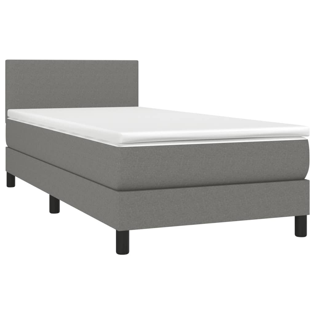Krevet box spring s madracem LED tamnosivi 100x200 cm tkanina