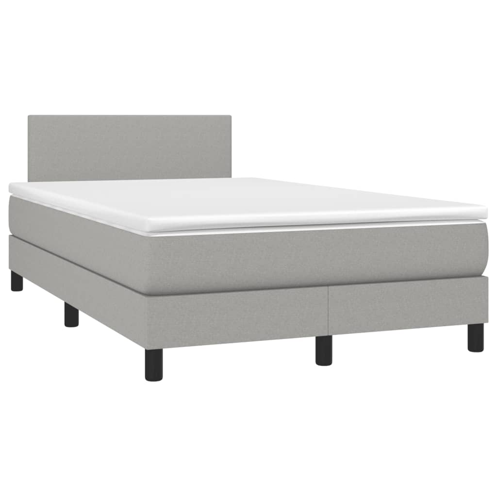 Krevet box spring s madracem LED svjetlosivi 120x200 cm tkanina