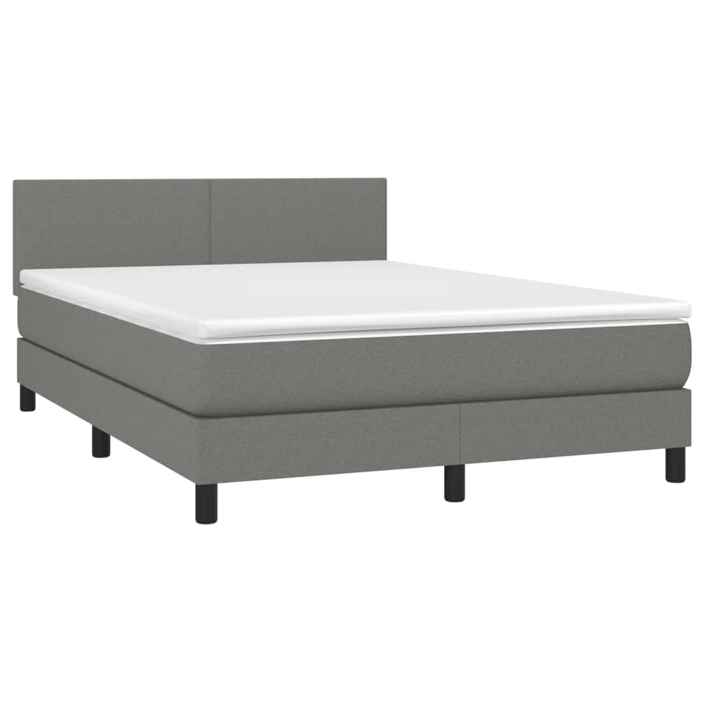 Krevet box spring s madracem LED tamnosivi 140x200 cm tkanina