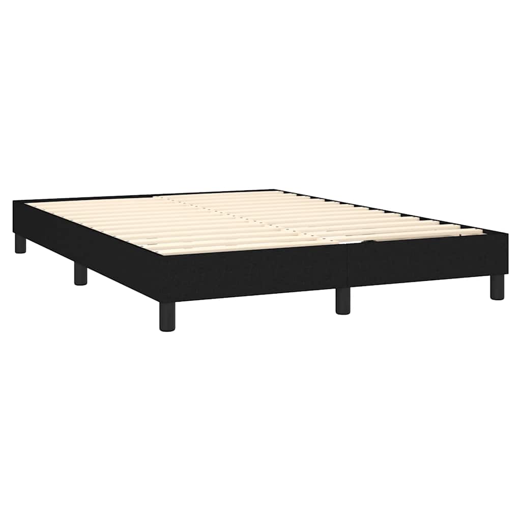Krevet box spring s madracem LED crni 140x200 cm od tkanine
