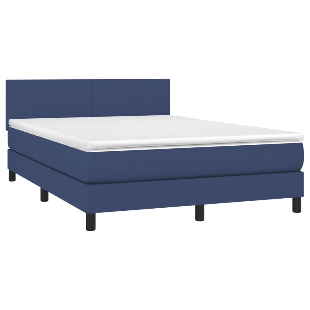 Krevet box spring s madracem LED plavi 140x200 cm od tkanine